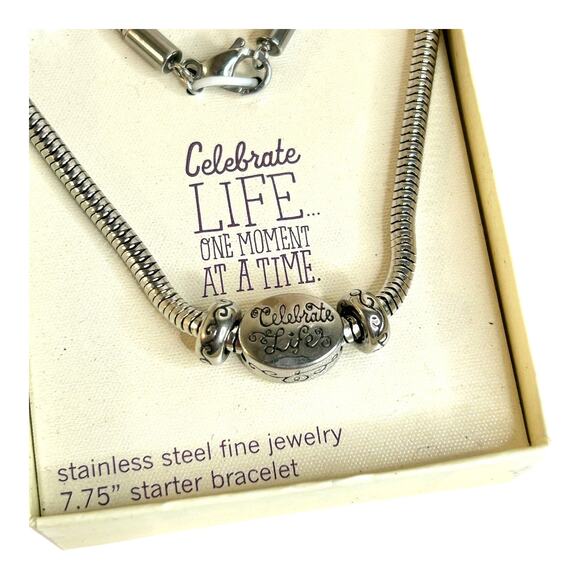 Connections from Hallmark Celebrate Life Stainless Steel 7.75” Starter Bracelet - Picture 2 of 3